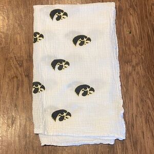 White Muslin cloth Iowa Hawkeye baby blanket